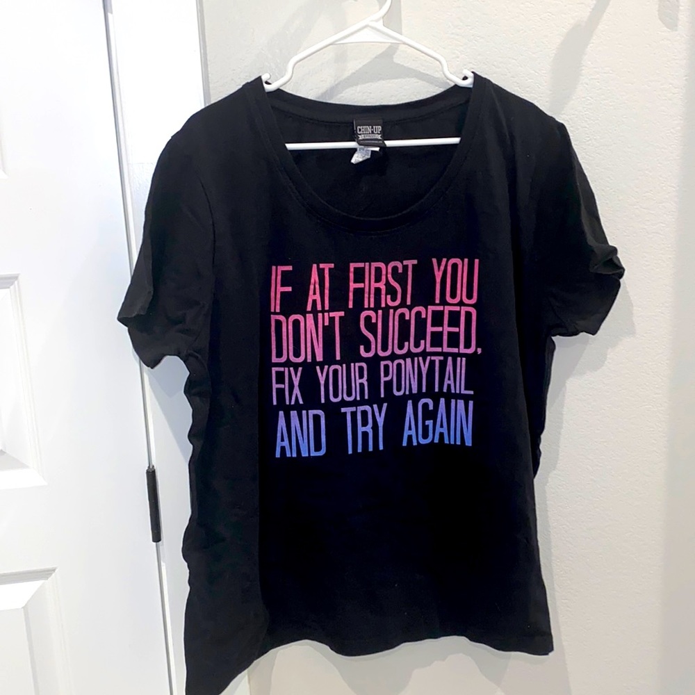 EUC Women’s 2 2x Plus Size 18 20 Tee T- Shirt Girl Power Fix Your Ponytail